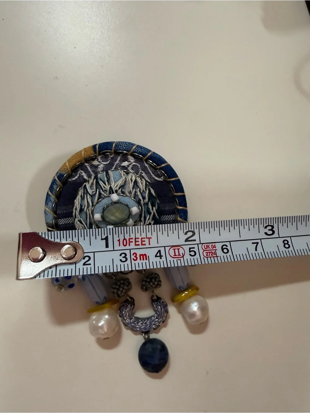 Ayala Bar artisan mixed media blue oversized brooch pendent